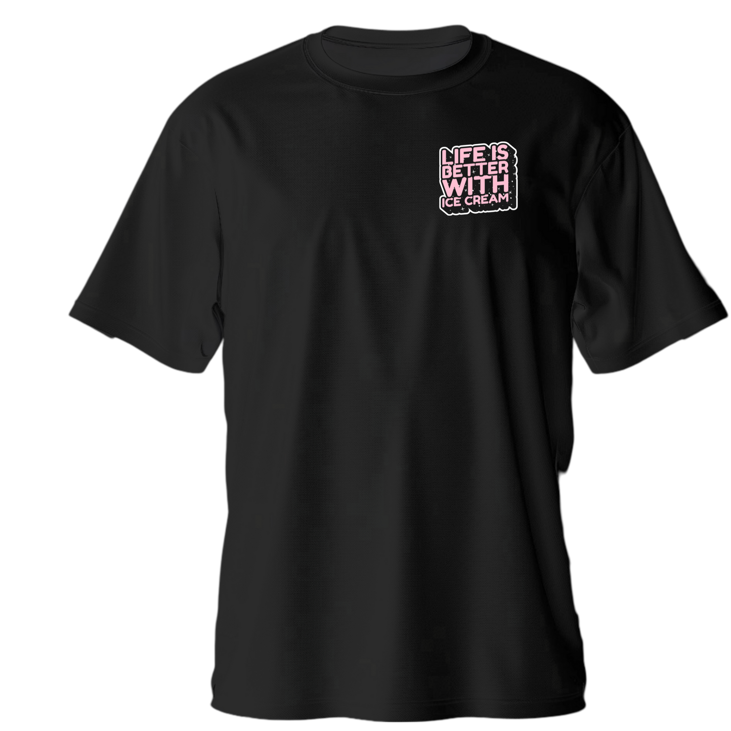 Drop Shoulder Half Sleeve - Black (Better With Ice-cream)