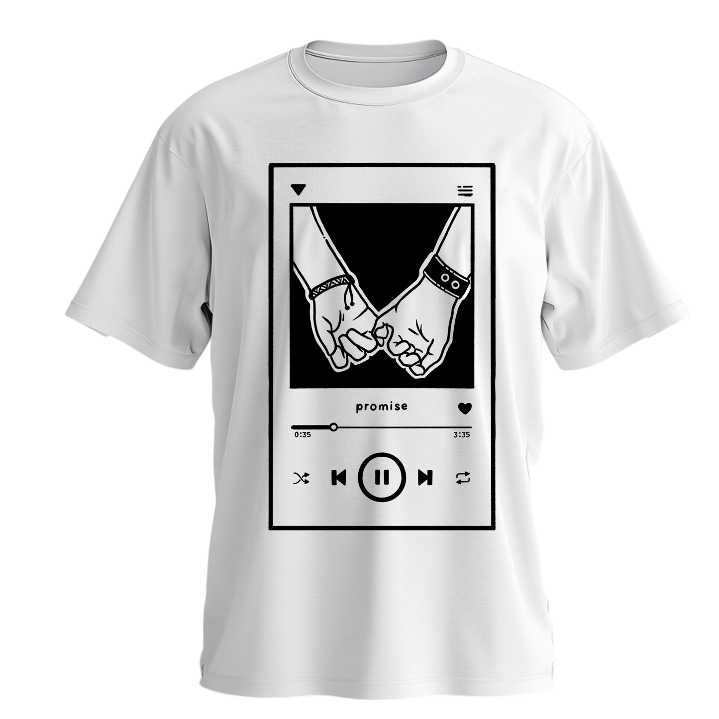 Drop Shoulder Half Sleeve - White (Music Player)