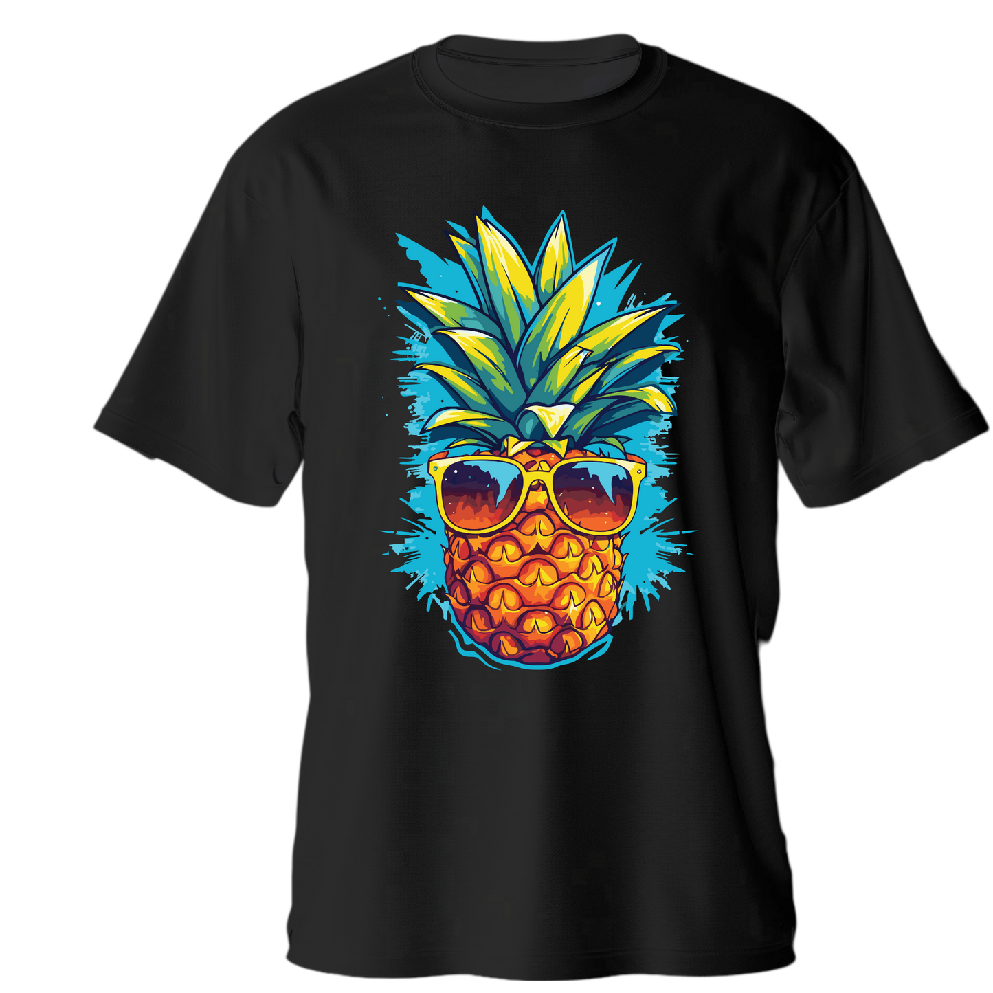 Drop Shoulder Half Sleeve - Black (Pineapple)