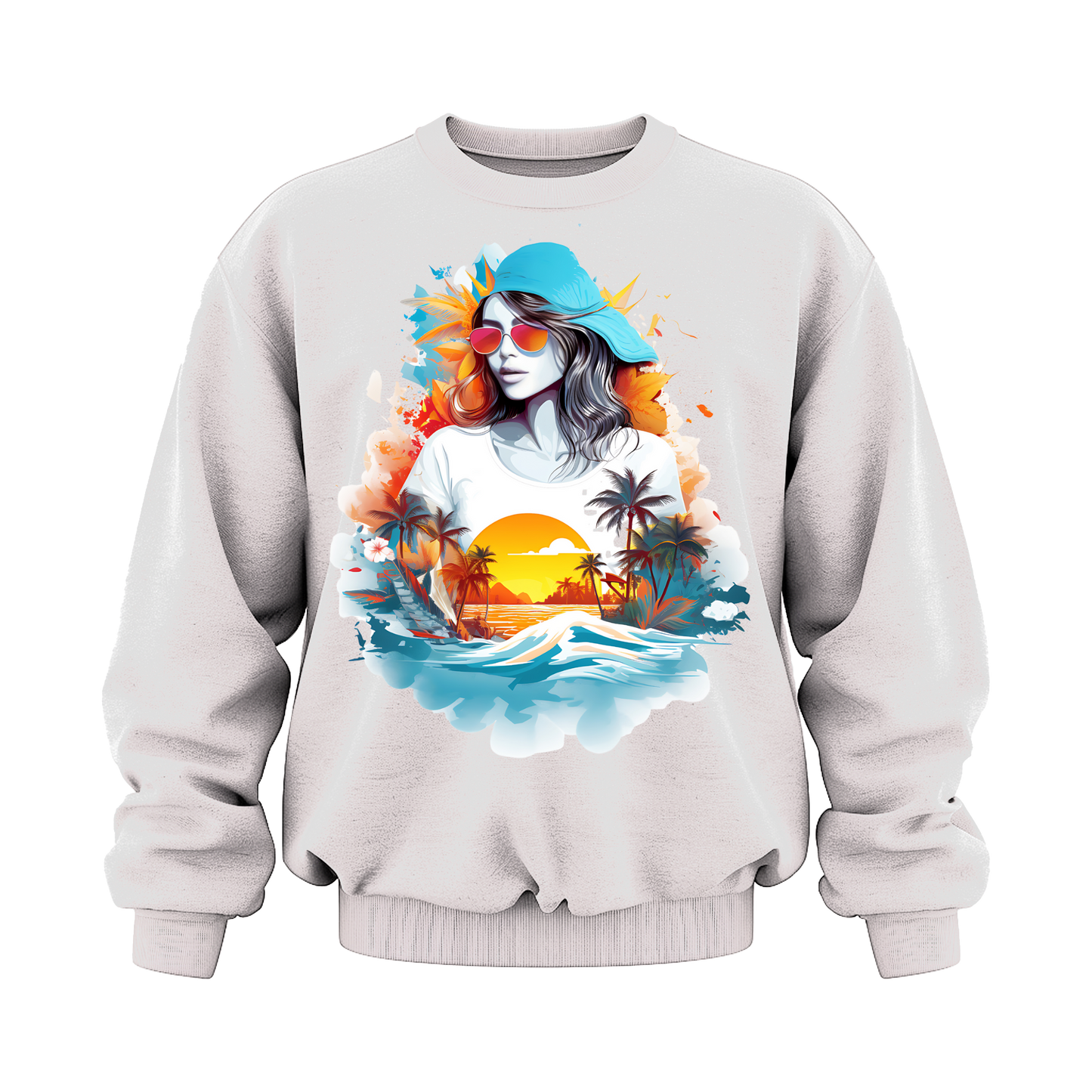 Drop Shoulder Full Sleeve - White (Summer Girl)