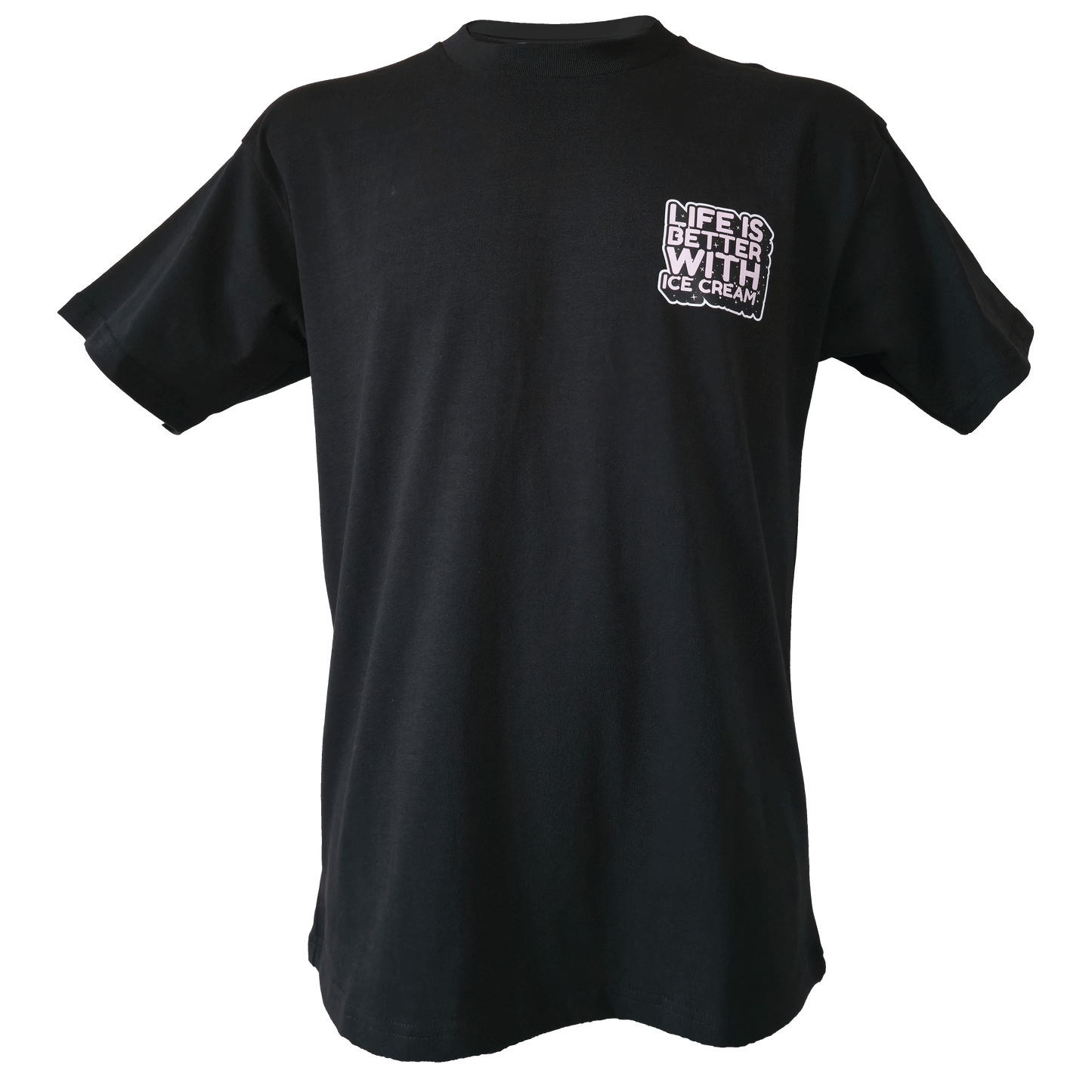 Drop Shoulder Half Sleeve - Black (Better With Ice-cream)