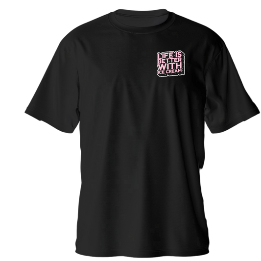 Drop Shoulder Half Sleeve - Black (Better With Ice-cream)