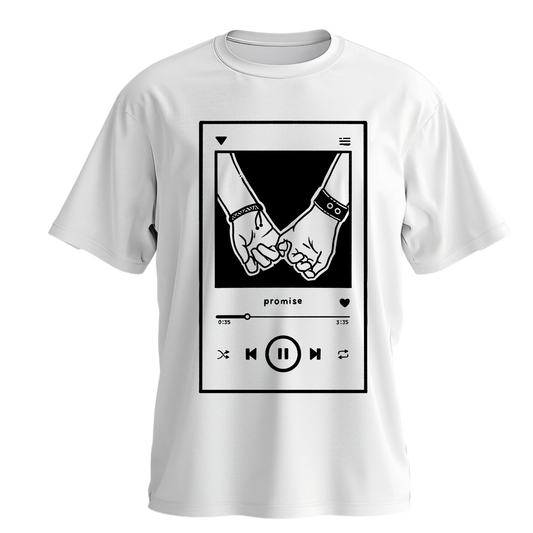 Drop Shoulder Half Sleeve - White (Music Player)