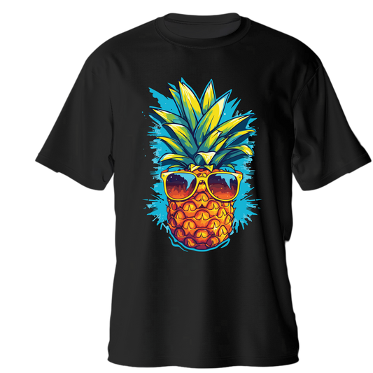 Drop Shoulder Half Sleeve - Black (Pineapple)