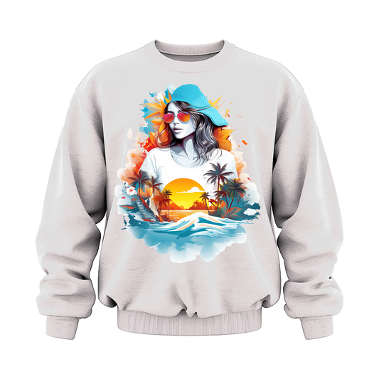 Drop Shoulder Full Sleeve - White (Summer Girl)